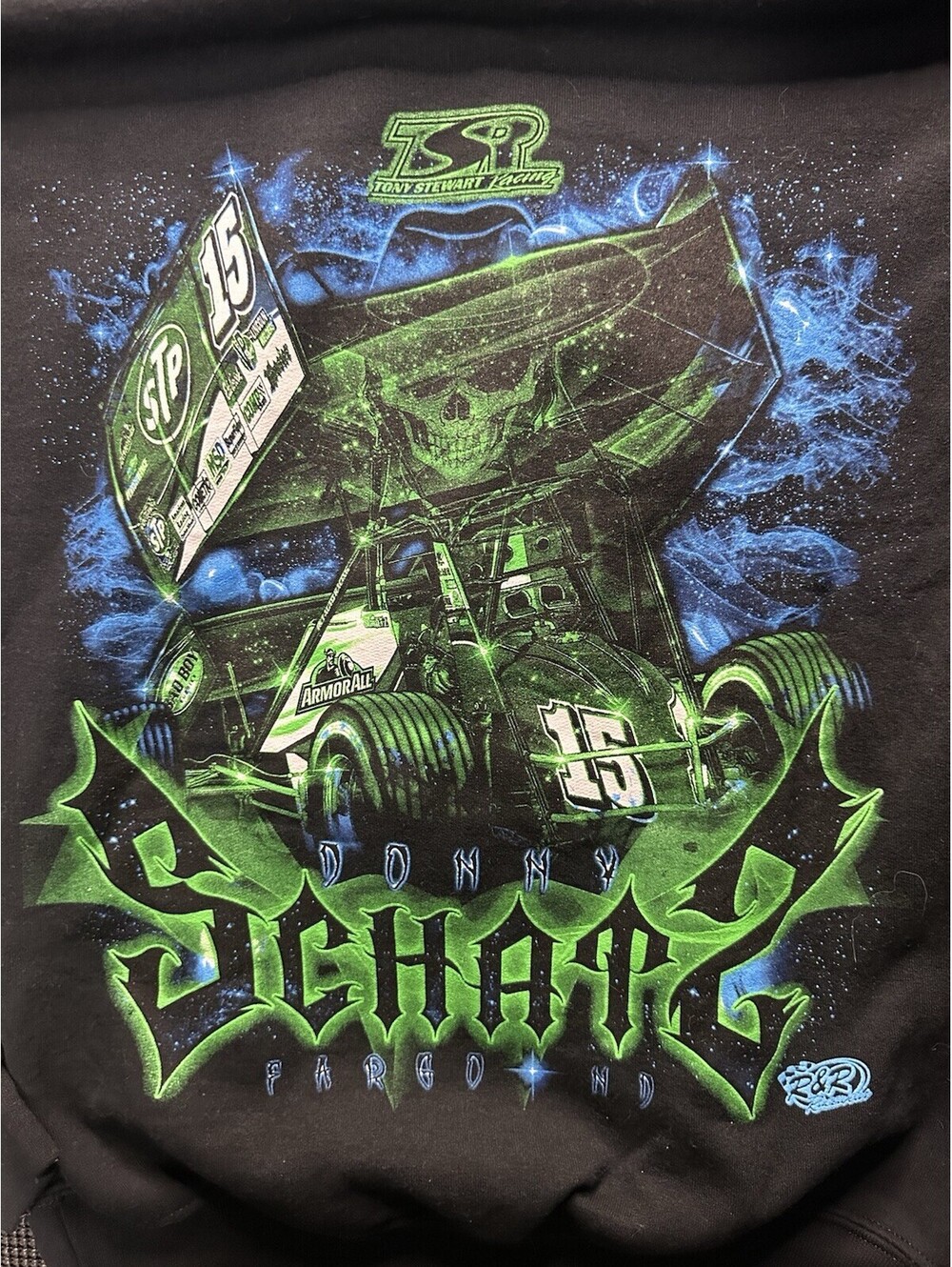 Donny Schatz TSR Tony Stewart Racing Hoodie Mens Small Sprint Car Skull